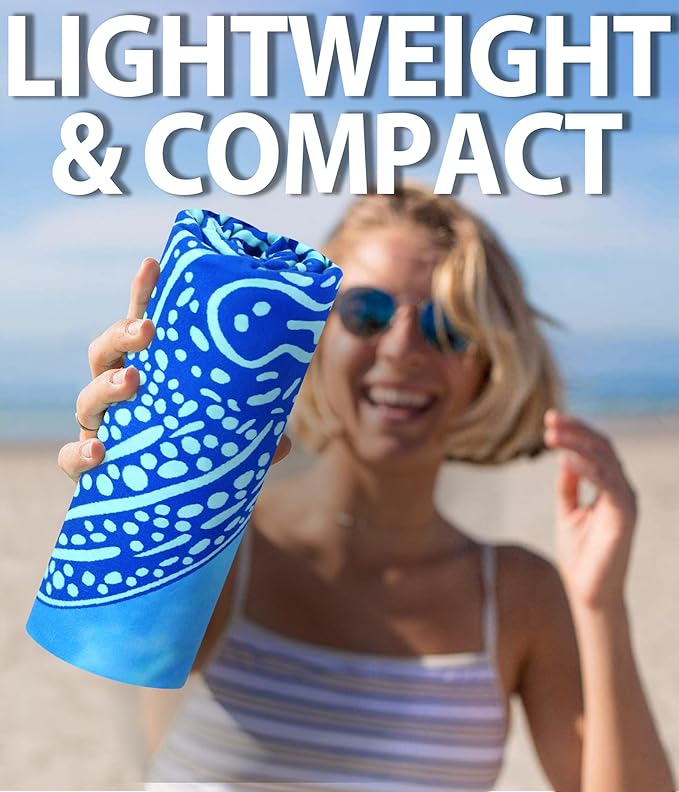 Microfiber Quick Dry Beach Towel – Lightweight Sand Free Oversized X-Large Towel Accessories Travel Must Have Swim Pool Yoga Camping Gear Summer Cruise Ship Compact Sandproof Item Gift Whale