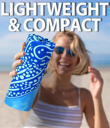 Microfiber Quick Dry Beach Towel – Lightweight Sand Free Oversized X-Large Towel Accessories Travel Must Have Swim Pool Yoga Camping Gear Summer Cruise Ship Compact Sandproof Item Gift Whale