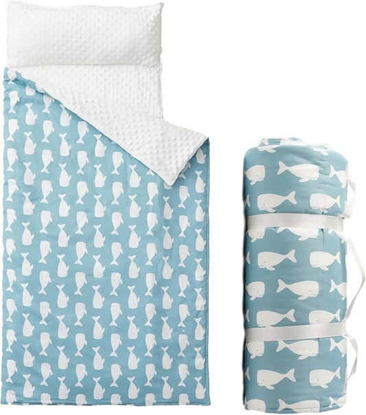 Bunnikins & Clover Toddler Nap Mat with Removable Pillow, Nap Mats for Preschool, Easy Clean Toddler Nap Pad for Kindergarten, Kids Sleeping Bag for Travel Camping