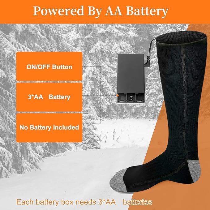 Heated Socks for Men and Women, Battery Operated Socks Washable Electric Heated Socks for Hiking Camping Skiing Fishing Hunting Mountaineering