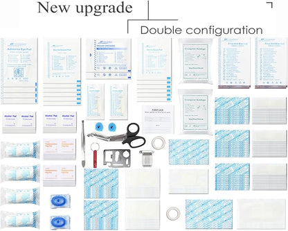 SHBC Waterproof First Aid Kit (228pcs) with All Basic or Advanced Supplies You Need. Suitable for Emergencies at Home or Outside, Travel, Home, Camping, Green