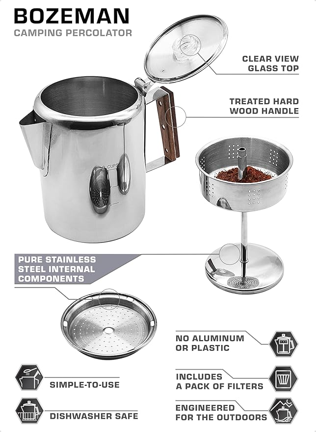 COLETTI Bozeman Percolator Coffee Pot — America’s Favorite Percolator [9 cup]