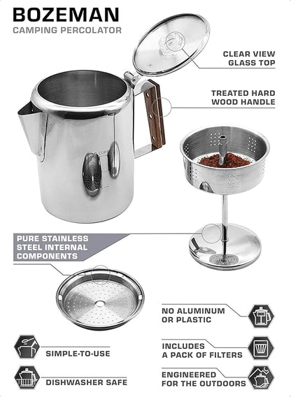 COLETTI Bozeman Percolator Coffee Pot — America’s Favorite Percolator [9 cup]