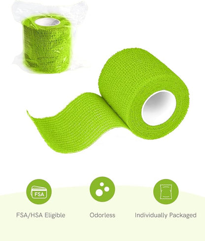 FriCARE Self Adhesive Bandage Wrap, Medical Tape in First Aid Kit, Cohesive Bandages for Wounds Sport Vet, FSA/HSA Eligible, 2 Inches X 5 Yards 6 Rolls, Rainbow
