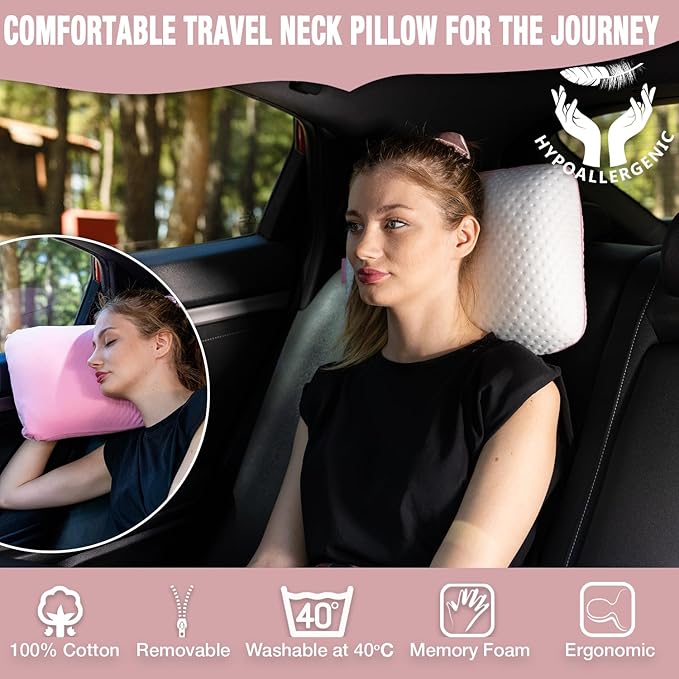 Travel & Camping Comfortable Memory Foam Pillow with Extra Cotton Cover – Easy to Carry Portable Bag