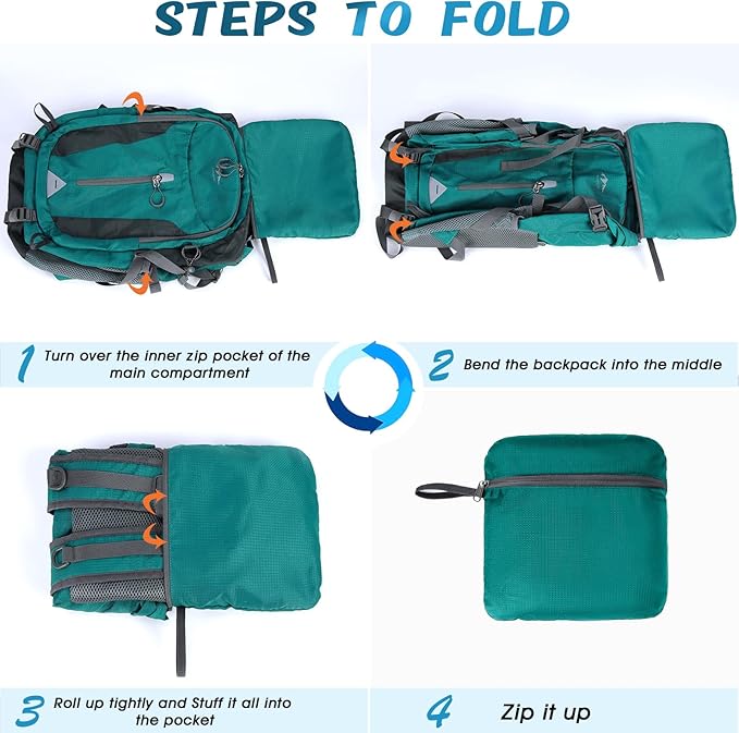 RAINSMORE Hiking Backpack 40L Lightweight Packable Camping Backpack Waterproof Travel Daypack Men Women Hiking Daypack
