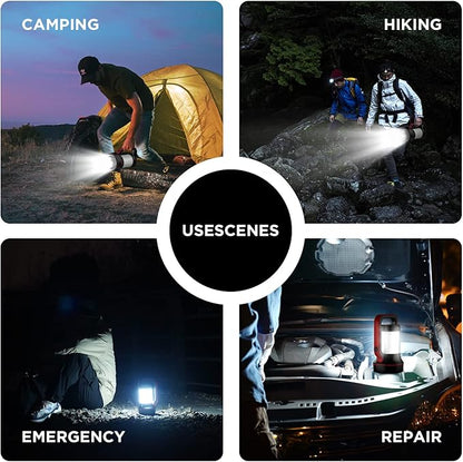 Rechargeable Spotlight Super Bright 12000 Lumen LED Flashlight Handheld Spotlight 10000mAh Long Lasting Large Flashlight Searchlight for Camping Outdoor Hunting Emergency as Gift