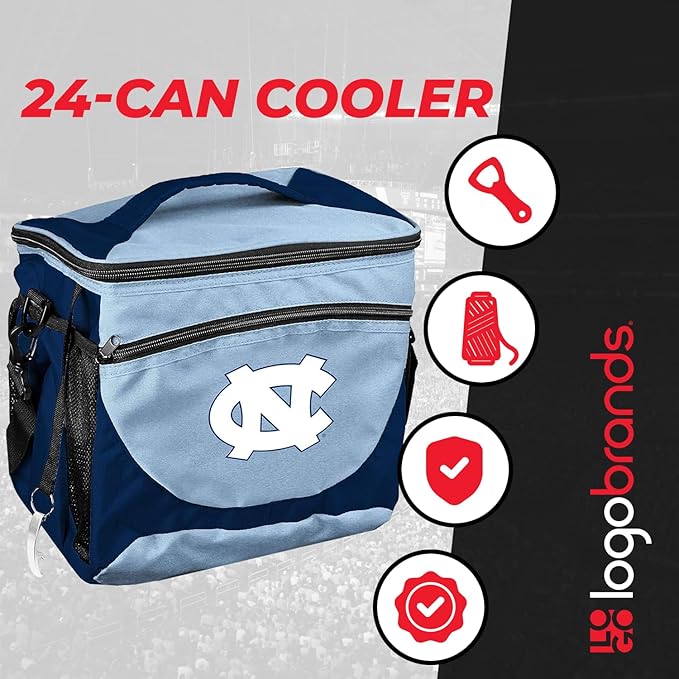 Logo Brands NCAA Unisex Adult 24-Can Cooler with Bottle Opener and Front Dry Storage Pocket, One Size, Multicolor