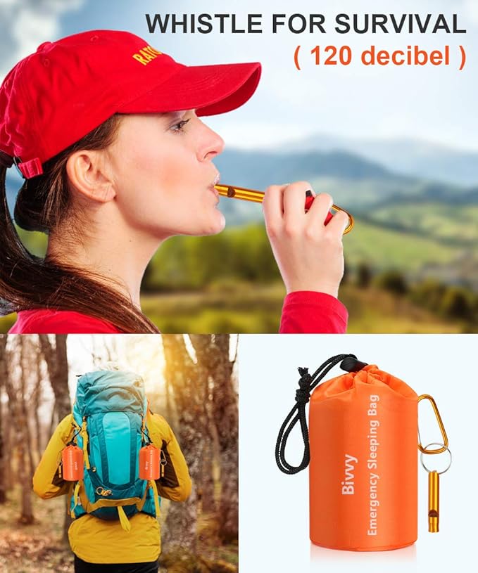 Emergency Sleeping Bags Thermal-Emergency-Blankets Ultralight Space Blankets Survival Waterproof Bivy Sack Multi-Purpose Survival Gear for Hiking, Camping, First Aid Kits, Outdoor Survival Gear