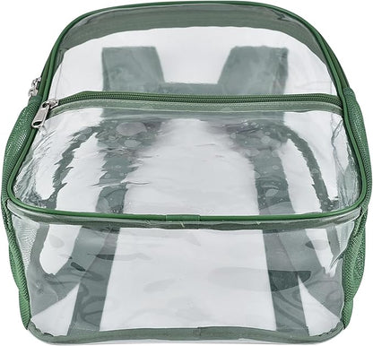 Oraben Clear Backpack for Stadium Events Clear Stadium Backpack 12x6x12 Bag (Enhanced Strap, Forest Green)
