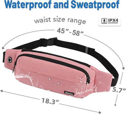 SINNO Large Crossbody Fanny Pack for Women Men Belt Bag With 4-Zipper Pockets for Travel Running Hiking Workout Dog Walking Outdoors Sport Fishing Waist Pack Bag Carrying All Phones