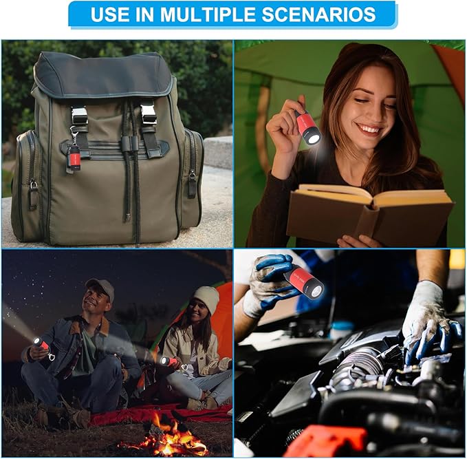 PATIKIL Mini Keychain Flashlight, Pocket LED Flashlight Portable Torch USB Rechargeable for Outdoor Camping Party, Grey
