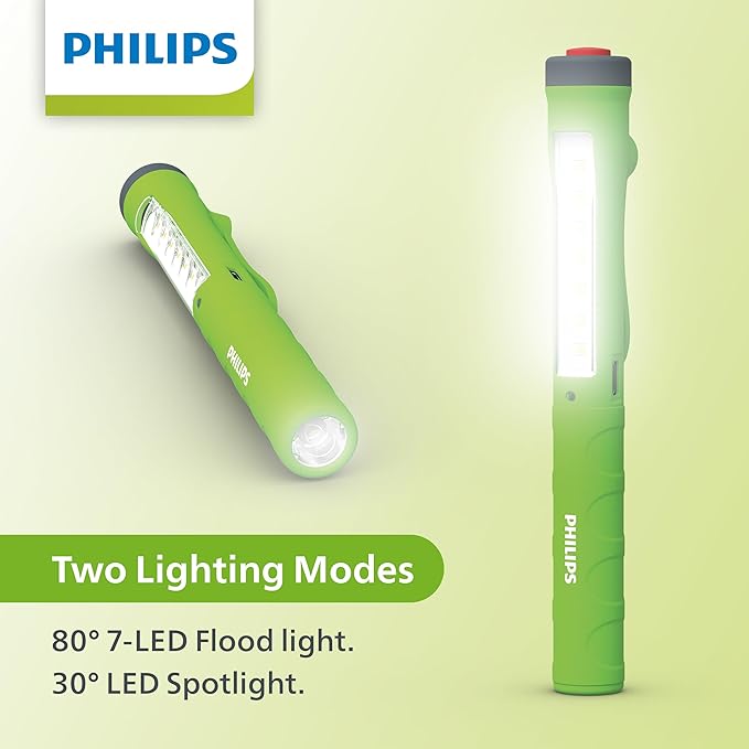 Philips Xperion 3000 Penlight LED Work Light, 200 Lumen Professional Penlight with Magnetic Base and Rotatable Pocket Clip for Mechanics, Construction, Camping, Outdoor Use