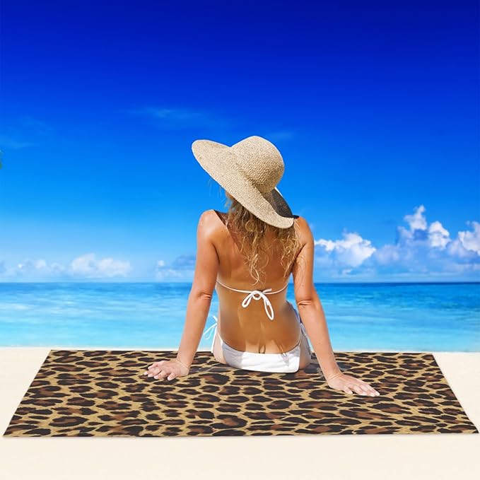 Leopard Beach Towel, Quick Dry Cheetah Print Absorbent Bath Towel, Women Thin Lightweight Towel Blanket, Multipurpose Girl Pool Bath Towel for Travel Yoga Swim Spa - 30 x 60 in
