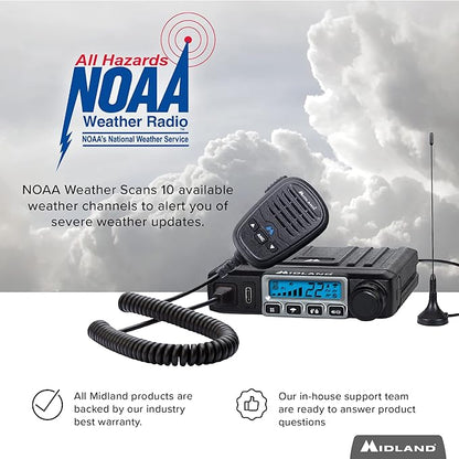 Midland – MXT115 - 15 Watt GMRS MicroMobile Two Way Trails Radio - Off Roading Outdoor RZR Farm - 8 Repeater Channels Extended Range - External Magnetic Mount Antenna - NOAA Weather Alerts