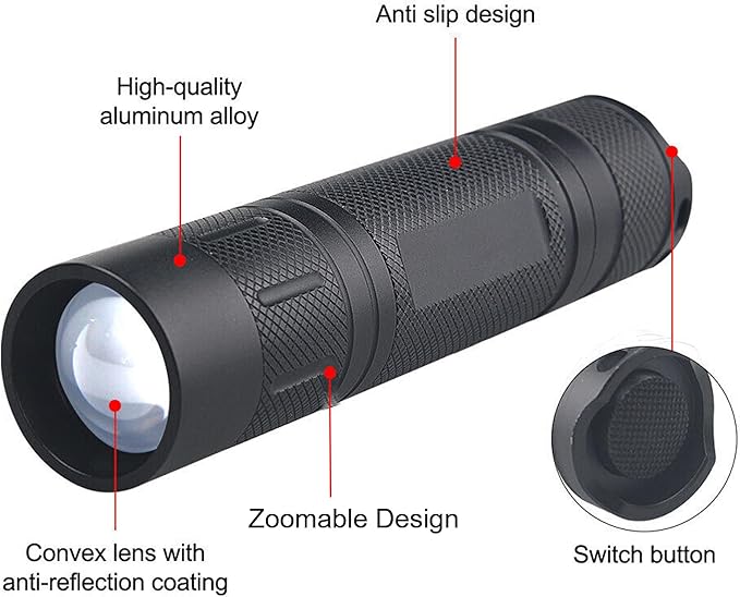 Green Light Flashlight Single Mode Zoomable Green LED Flashlights for Night Hunting, Hog