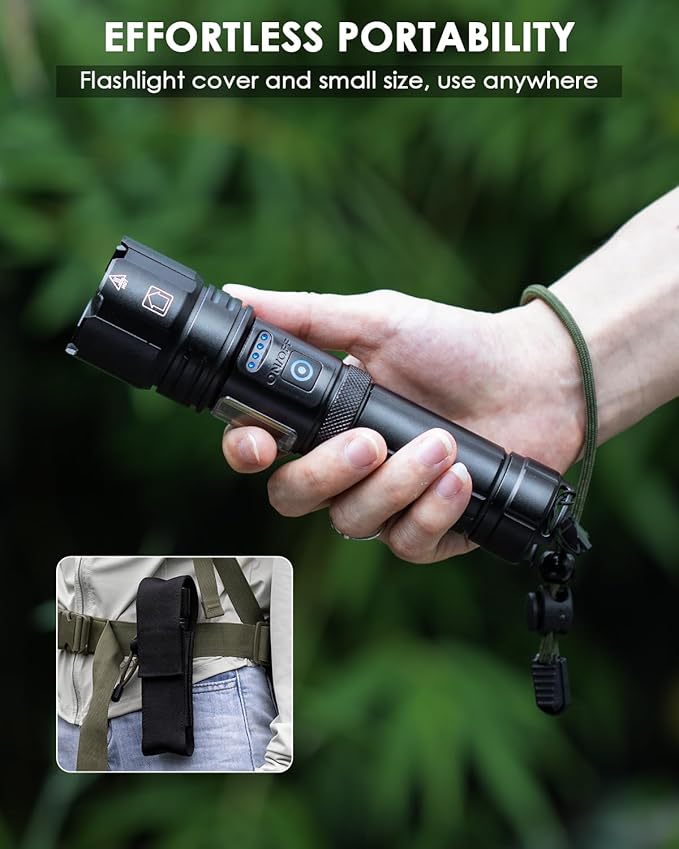 Flashlights High Lumens Rechargeable, 990000 Lumens Bright Flash Light, Powerful LED Flashlights, 15h Runtime, IPX7 Waterproof Flashlights for Home, Camping, 7 Modes
