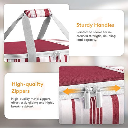 Double Decker Insulated Casserole Carrier for Hot or Cold Food, Lasagna Lugger Tote for Potluck Parties/Picnic/Cookouts, Fits 9"×13" Baking Dish, Red