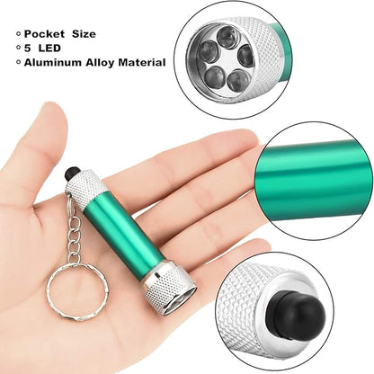 Honoson 30 Pieces Mini Led Flashlight Keychain Portable 5 Bulb LED Flashlight for Camping Party Favors