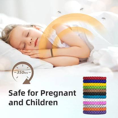 12 Pack Mosquito Repellent Bracelets, DEET-Free, Individually Wrapped PU Leather Insect & Bug Repellent Wrist Bands