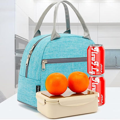 FlowFly Insulated Lunch Cooler Bag - Tote Bag Organizer for Women/Men, Sea Blue