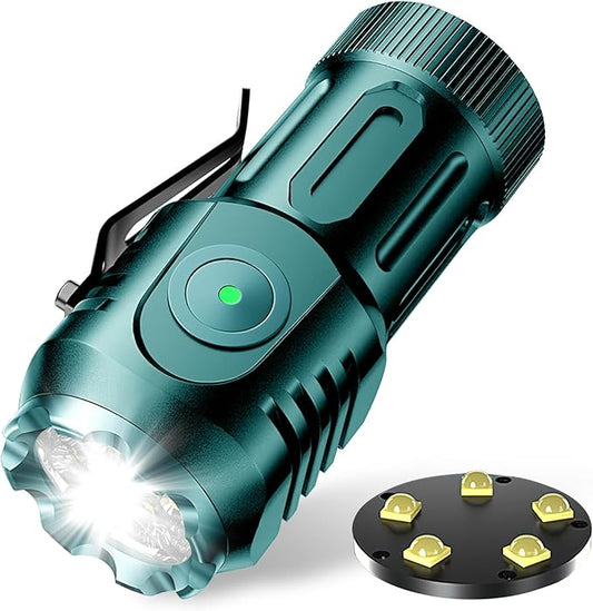 FZH Rechargeable Led Flashlights Mini Max2000 Lumens, Small Powerful Tactical Torch Super Bright Pocket EDC Flash Light 7 Modes USB C for Outdoors, Emergency, Work