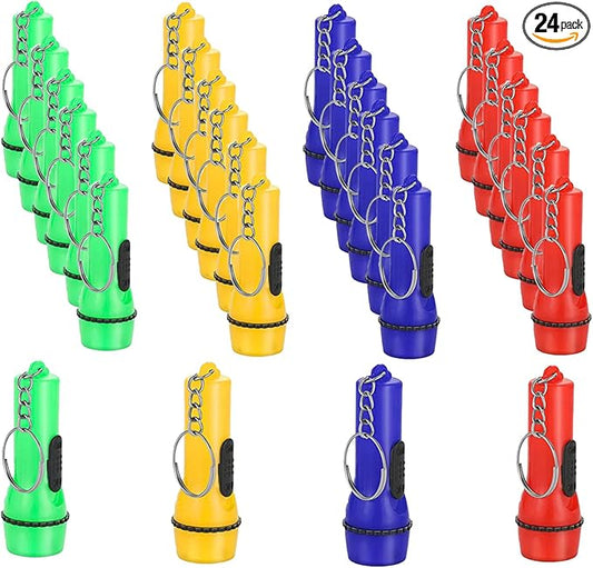 Winbar Mini Flashlight Keychain, 24PCS Bulk Assorted Colors Toy Flashlight for Hiking Camping Party for Kids Night Reading Party Camping Emergency and Hunting