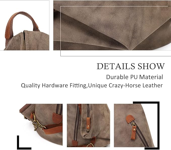 KL928 PU Leather Vintage Backpack – Large Casual Daypack Outdoor Travel Rucksack Hiking Backpacks for Men Women