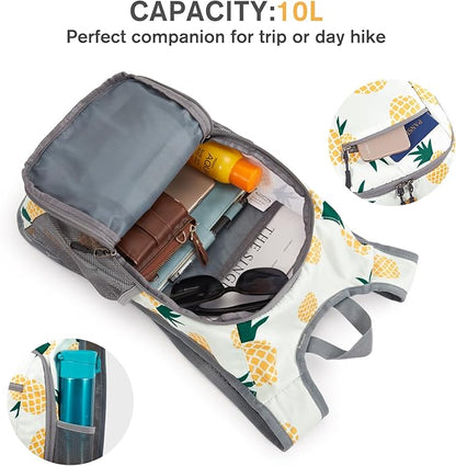 G4Free 10L/15L Hiking Backpack Lightweight Packable Hiking Daypack Small Travel Outdoor Foldable Shoulder Bag(Yellow Pineapple)