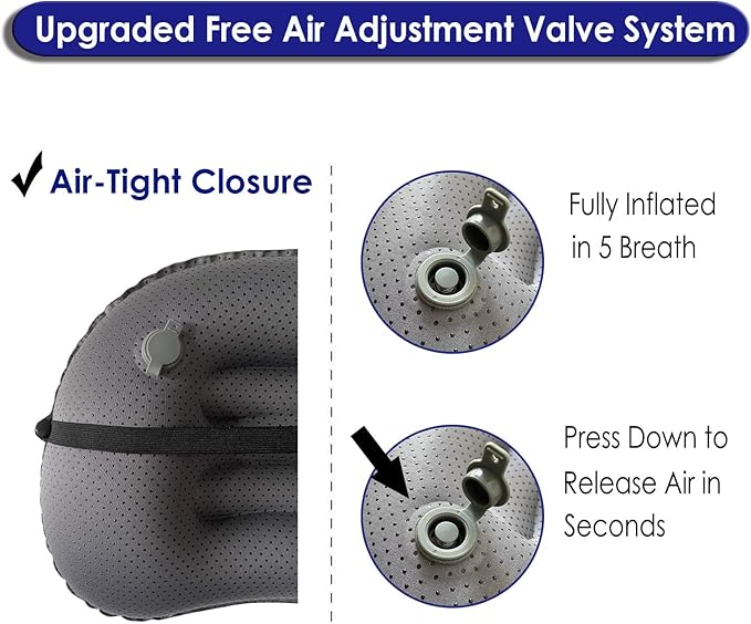 Gold Armour Inflatable Camping Pillow Backpacking Pillow Lightweight Travel Air Pillow Ultralight Ergonomic Pillow Portable for Airplanes with Neck & Lumbar Support (2 Pack) (Black & Orange)