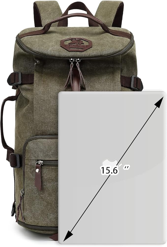 Gym Duffle Bag Backpack 4-Way Vintage canvas with Shoes Compartment for travel Sport Hiking laptop (Vintage green) X-Large