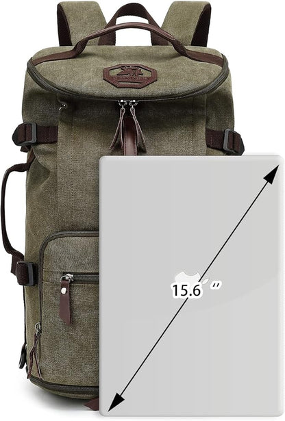 Gym Duffle Bag Backpack 4-Way Vintage canvas with Shoes Compartment for travel Sport Hiking laptop (Vintage green) X-Large