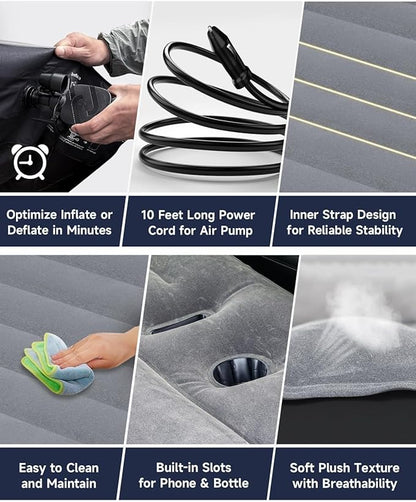 Umbrauto Air Mattress for Tesla Model Y, Custom Inflatable Camping Bed for Back Trunk, Upgraded Sleeping Pad w/Soft Flocking Surface, Durable 210T Fabric Bottom, Portable Pump for SUV Outdoor Travel