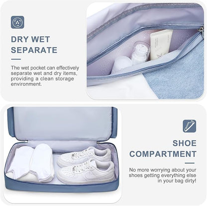Small Gym Bag for Women, Travel Duffle Bag Carry On Weekender Bag with Shoe Compartment