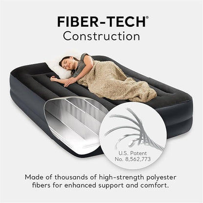Intex 64123ED Dura-Beam Plus Pillow Rest Fiber-Tech – Queen Size – Built-in Electric Pump – 16.5in Bed Height – 600lb Weight Capacity