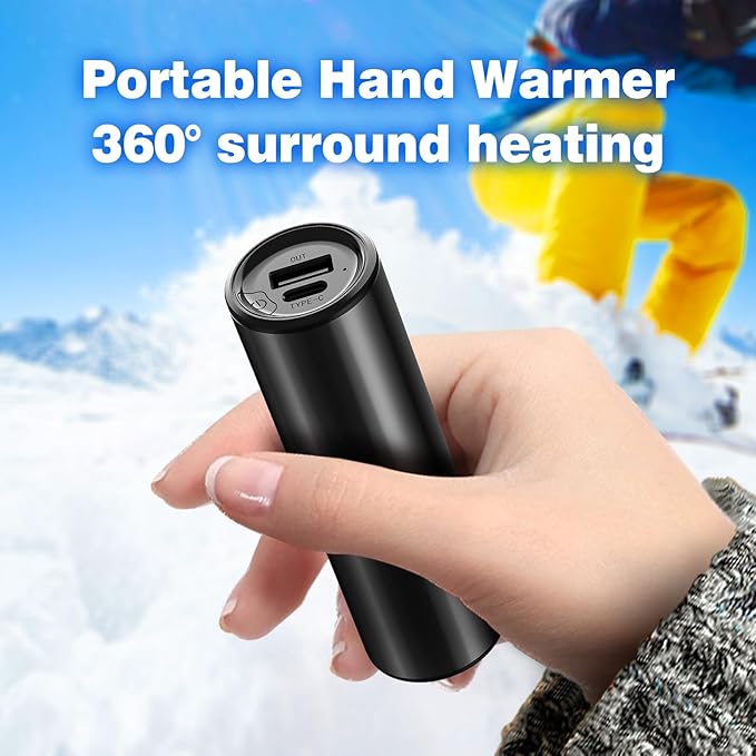 Hand Warmers Rechargeable, 1 Pack 8000mAh, Electric Portable Pocket Hand Warmer, 2 in 1 Hand Warmers and USB C Power Bank, Great Winter Warm Gifts for Ourdoor, Camping, Hunting, Girls