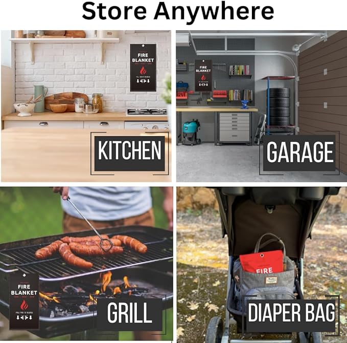 Emergency Fire Blanket for Home and Kitchen | Easy Fire Blankets to Smother a Kitchen fire Fire Extinguisher Blanket Preferred Hero fire Blanket Emergency fire Blankets for Home