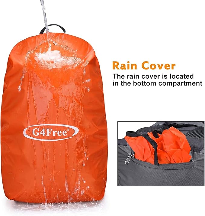 G4Free 45L Hiking Travel Backpack Waterproof with Rain Cover, Outdoor Camping Daypack for Men Women