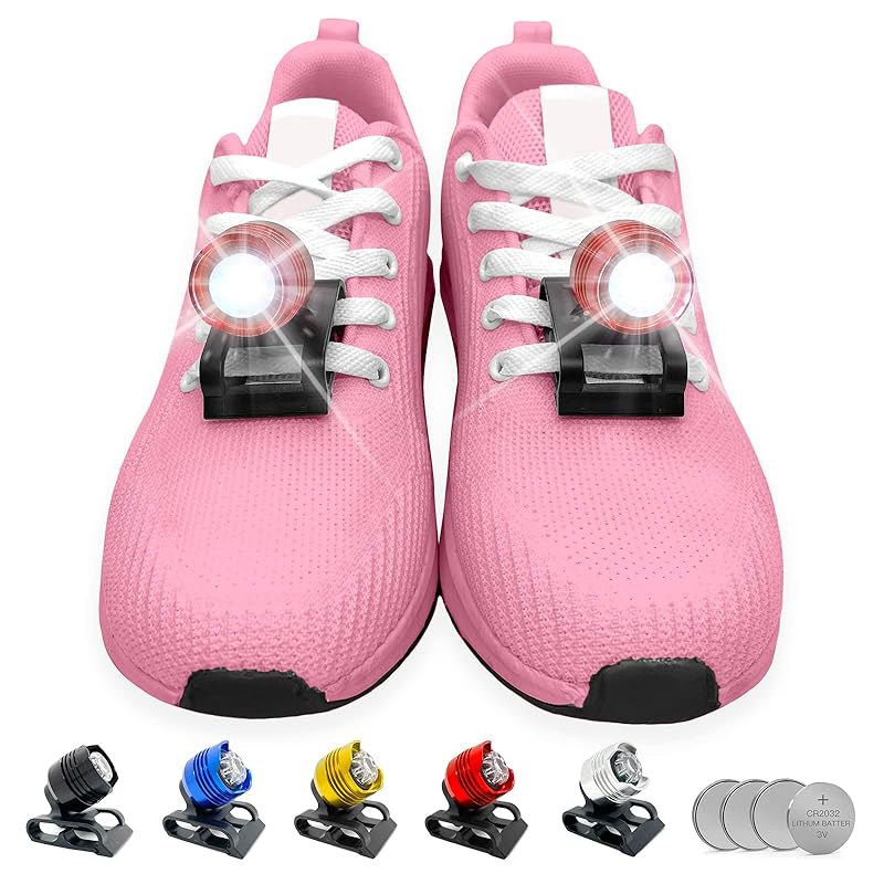 Running lights for runners,Lights for walking at night,IPX5 Running shoe lights waterproof,Night running gear,2Pcs Shoe headlights Used for Dog Walking, Walking Tours,Suitable for Adults Kids(Red)