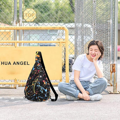 HUA ANGEL Crossbody Sling Bag for Men & Women Lightweight Waterproof Chest Shoulder Bag for Travel Hiking & Everyday Use