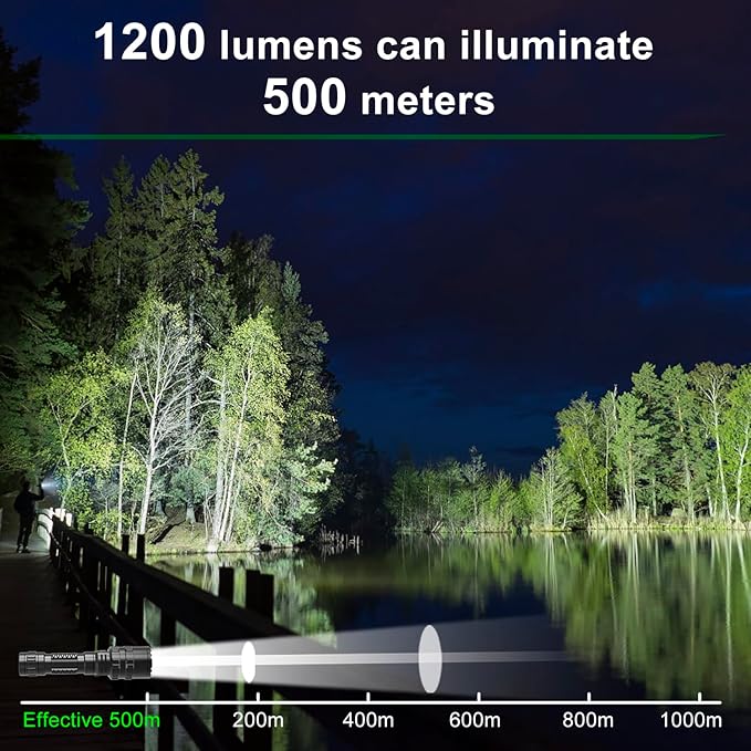 APLOS F01 LED Flashlights Rechargeable - 1200 Lumens Bright Flashlight, 5 Modes Powerful Emergency Flashlights, Mid-Size Tactical Flashlight High Lumens for Emergency Outdoor Home Camping Hiking