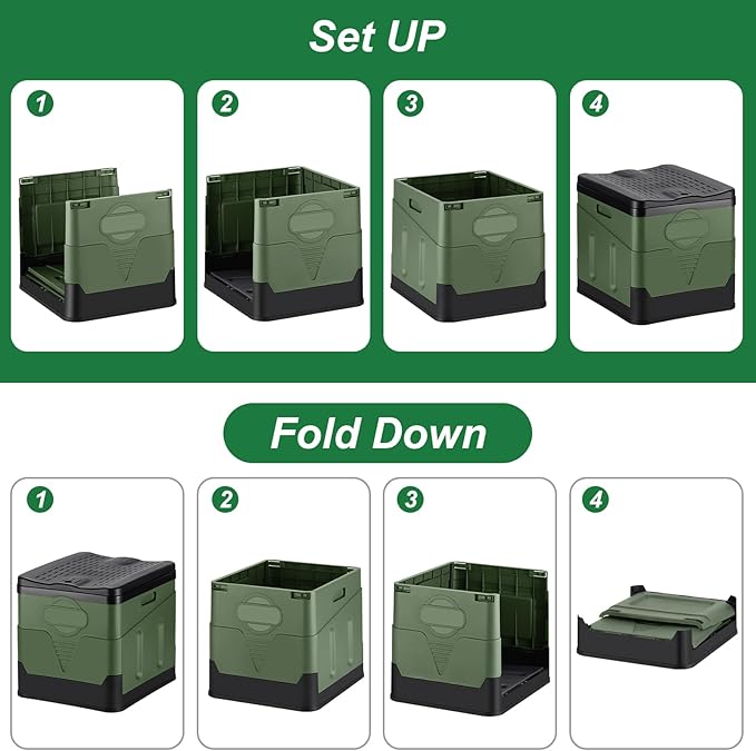 Camping Portable Toilet, Foldable Portable Toilet With Lid, Adult Portable Bedpan Car Toilet Bucket Toilet, Outdoor Camping Hiking, Travel, Beach, Boating Travel Toilet (Green)