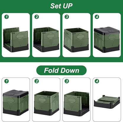 Camping Portable Toilet, Foldable Portable Toilet With Lid, Adult Portable Bedpan Car Toilet Bucket Toilet, Outdoor Camping Hiking, Travel, Beach, Boating Travel Toilet (Green)