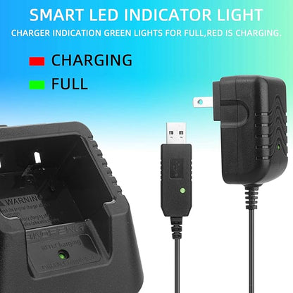 BAOFENG uv-5r charger,original desktop walkie talkie charger with US Adapter 100v-240v for BAOFENG BF-F8HP UV-5X3 5RA 5RB 5RC 5RD 5RE 5REPLUS radio accessories (Base + charger + USB charging cable*1)
