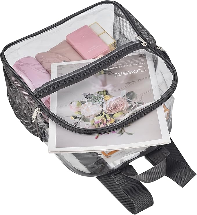 Oraben Clear Backpack for Stadium Events Clear Stadium Backpack 12x6x12 Bag (Nylon Shoulder Straps, Charcoal Gray)
