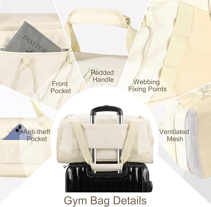 MAXTOP Gym Bag for Women Men Travel Duffle Bag Large Capacity Carry On Weekender Overnight Bag With Shoe Compartment Gym Tote Dry Wet Separation Duffel Bag for Travel