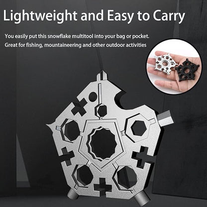 23-in-1 Snowflake Multitool Stainless Steel Multitool,Chxico 23-in-1 Stainless Multi-tool with Key Ring,Gift for Christmas(Black)