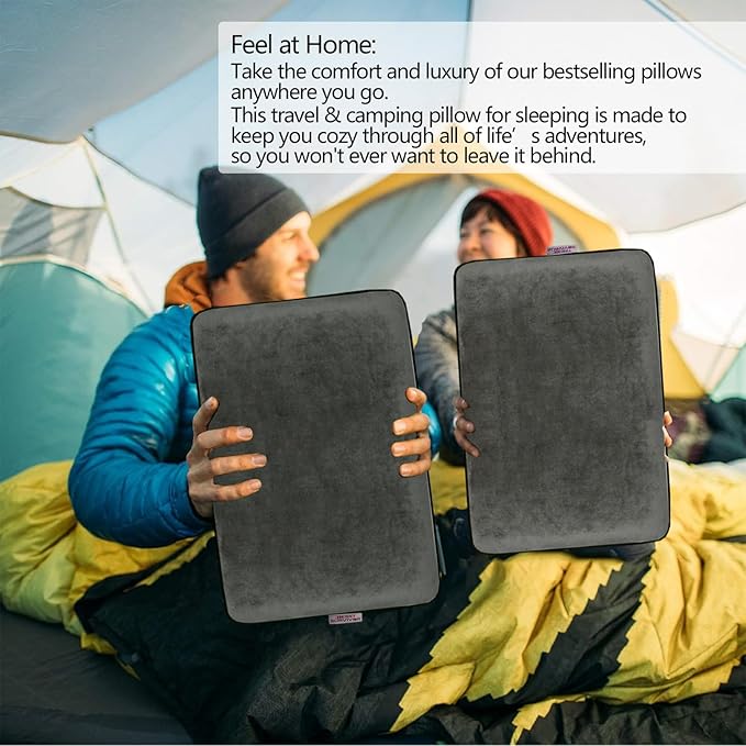 Compressible Travel Pillow, Memory Foam Camping Pillow, Contoured Support, Breathable Cover, Lightweight Easy-to-Carry for Backpacking, Airplane, Car