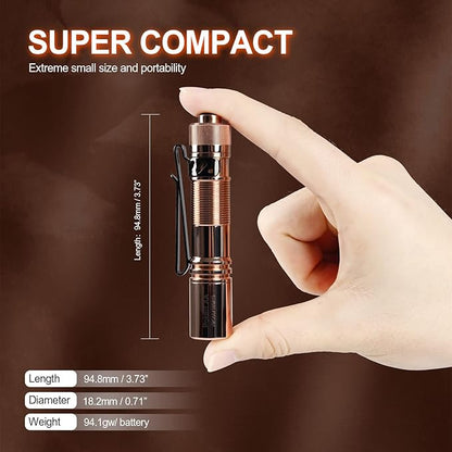 ACEBEAM Pokelit AA Rechargeable Mini Flashlight with Clip, 500 High Lumens Pocket EDC Flashlight, Super Bright Small Flashlight,519A 90+ High CRI Led Flashlight for Camping,Hiking,Everyday Use(Copper)