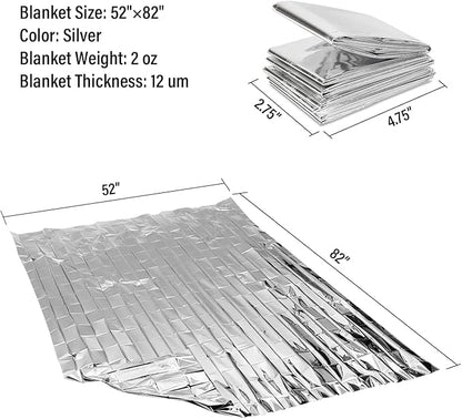 Emergency Blankets for Survival Gear (Pack of 4), Camping Blanket, Emergency Blanket, Thermal Blanket, Mylar Space Blanket, Survival Blanket, First Aid Supplies, Outdoors
